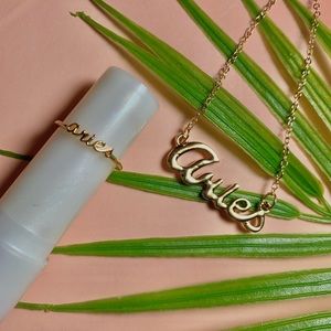 Aries Zodiac sign Necklace and ring set